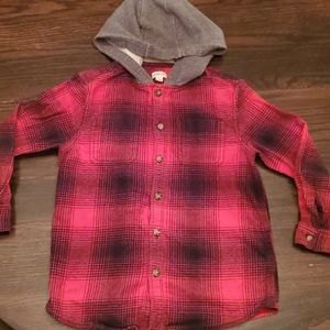 Gymboree red plaid button up shirt hoodie small